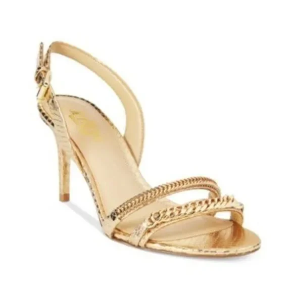 Michael Kors | Shoes | Michael Korsjackie Midheel Dress Sandals In Pale Gold  | Poshmark
